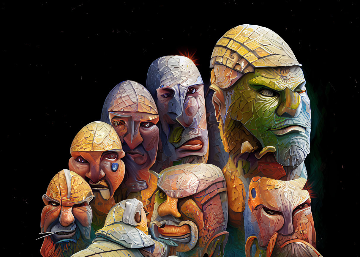 Vibrant illustration of determined warriors in intricate armor