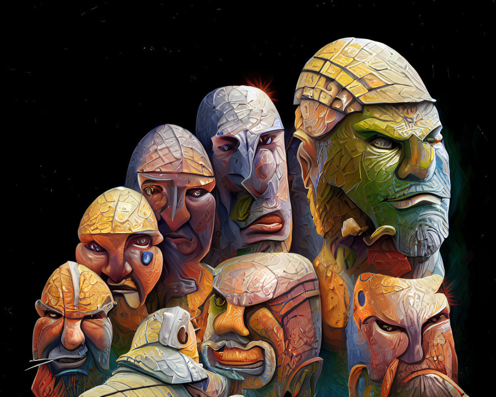 Vibrant illustration of determined warriors in intricate armor