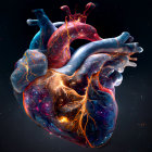 Detailed 3D Human Heart Illustration with Chambers, Arteries, Veins, and V