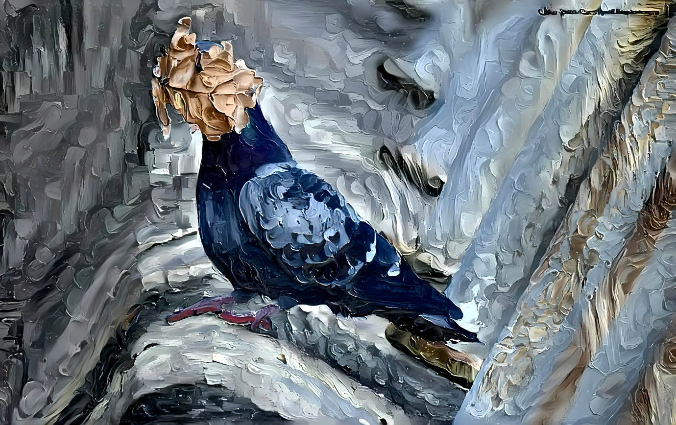 Painted pidgeon with a leave