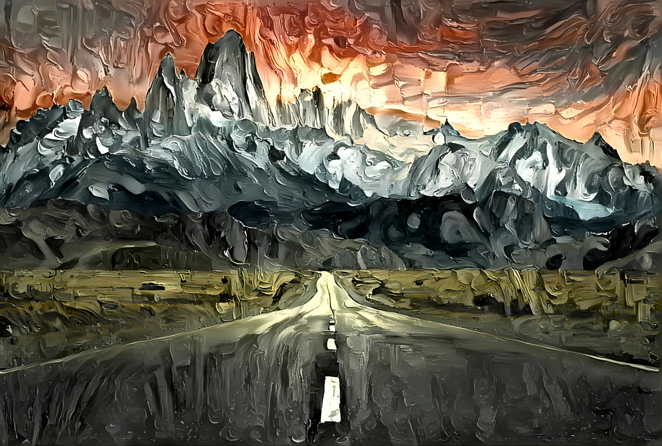 Painted Road to fiery mountains