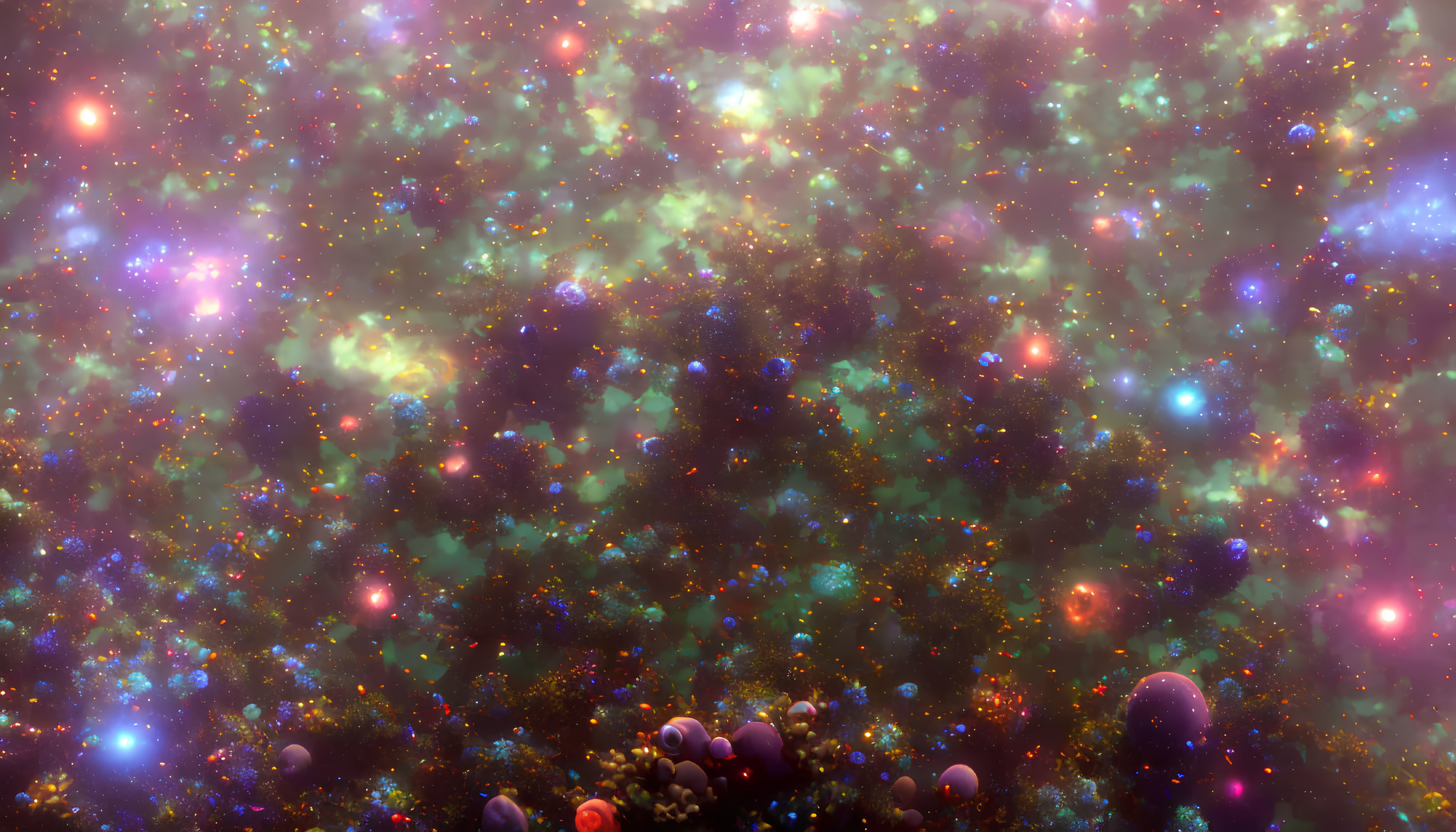 Colorful cosmic scene with stars and nebula in dark space