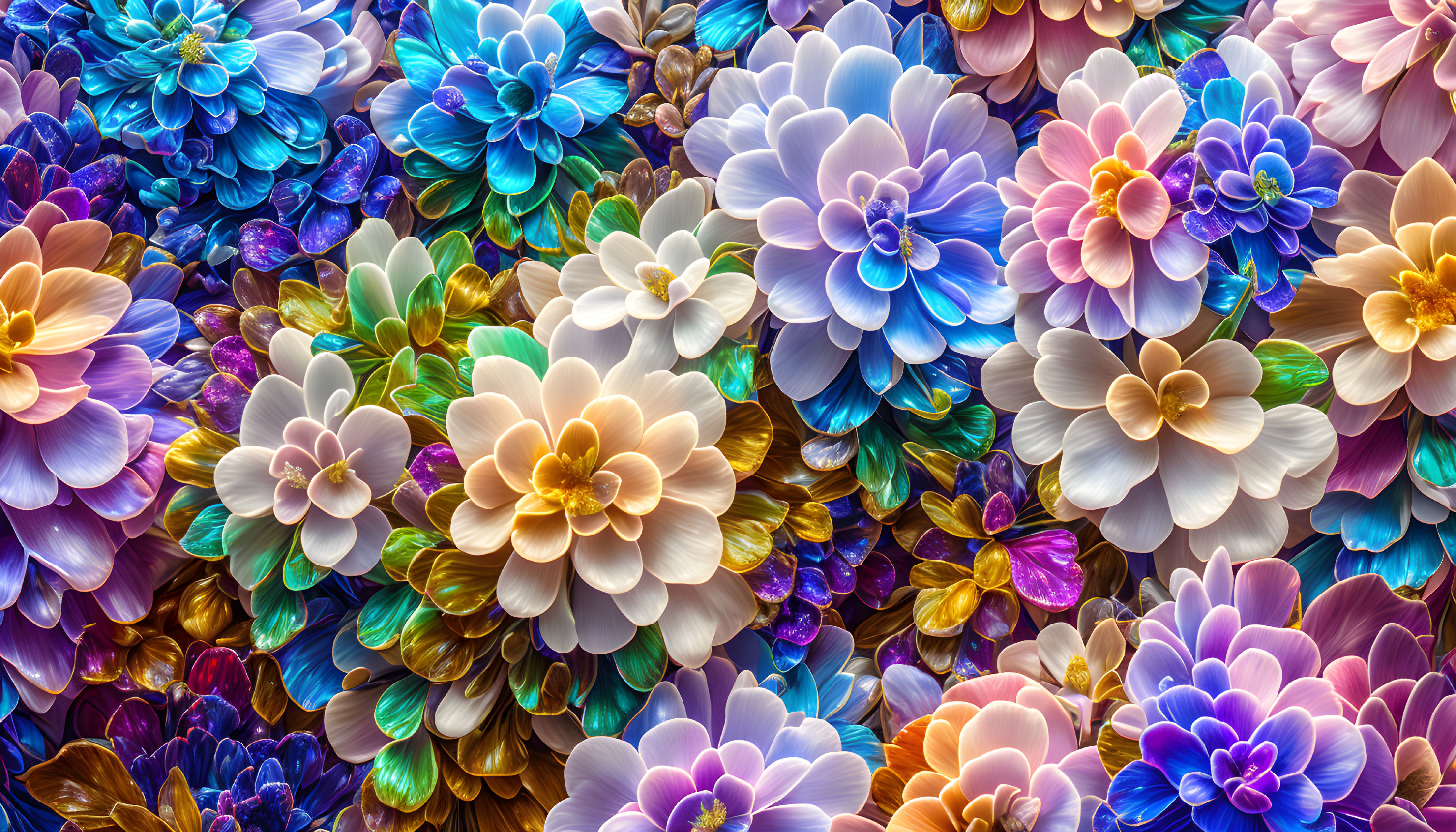 Colorful Dahlia Flower Cluster on Vibrant Floral Background