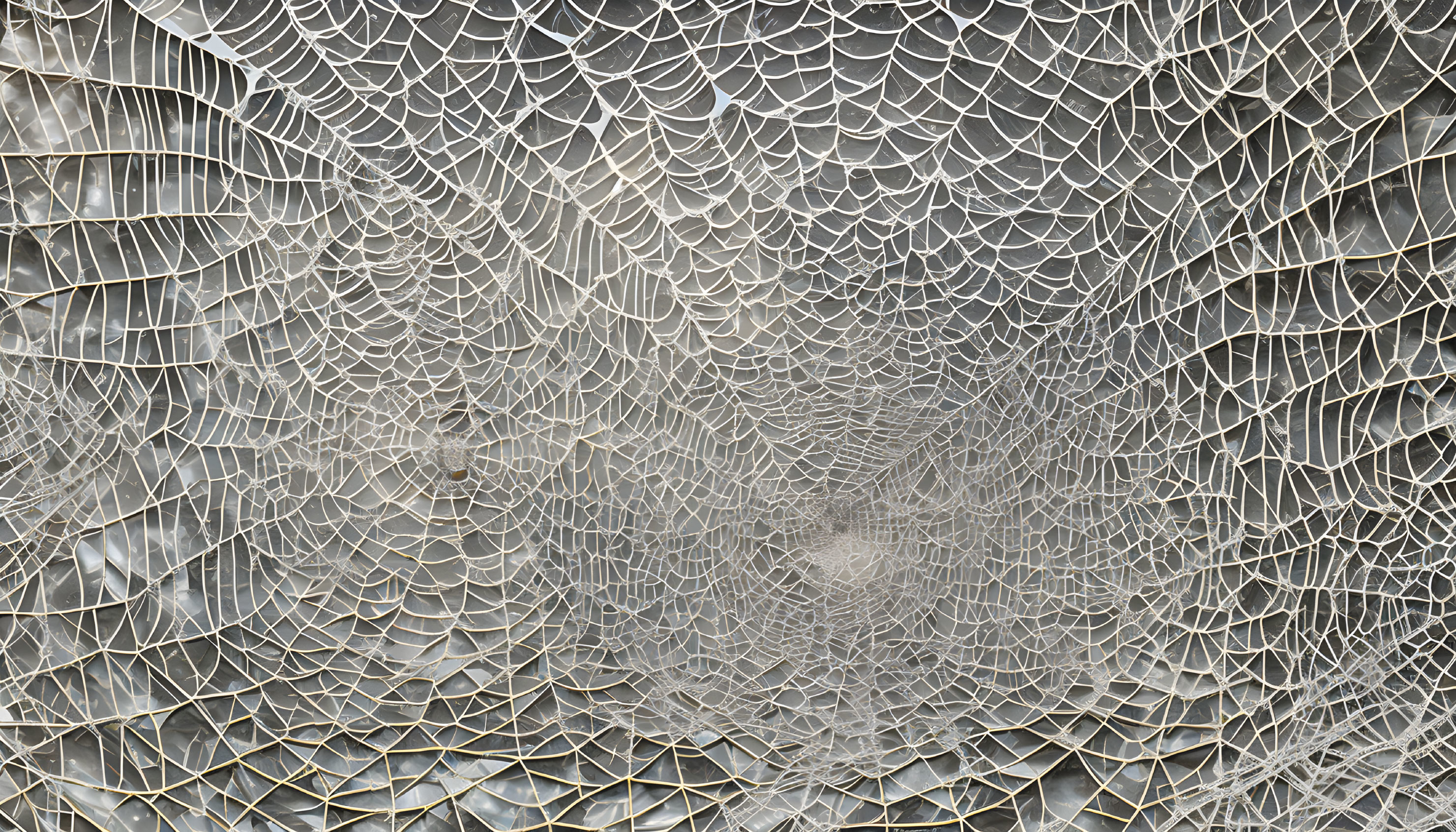 Intricate spider web with dense patterns on blurred background