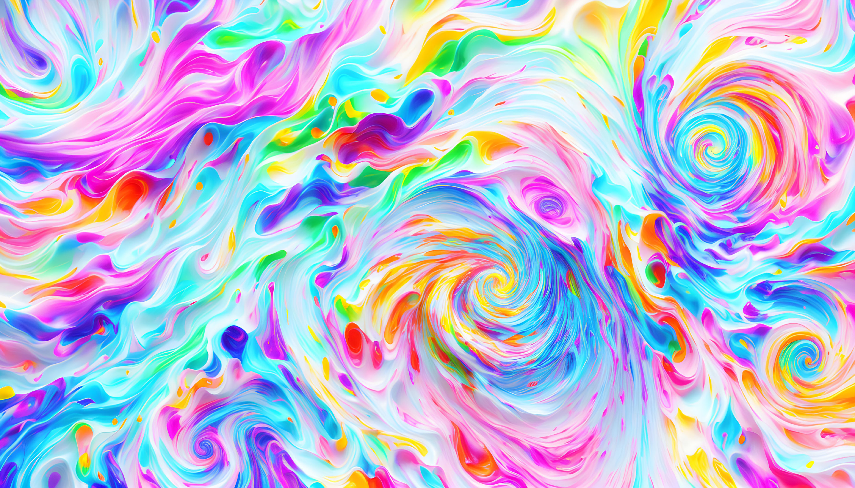 Colorful Abstract Image with Swirling Marbled Patterns in Pink, Blue, Yellow, Purple