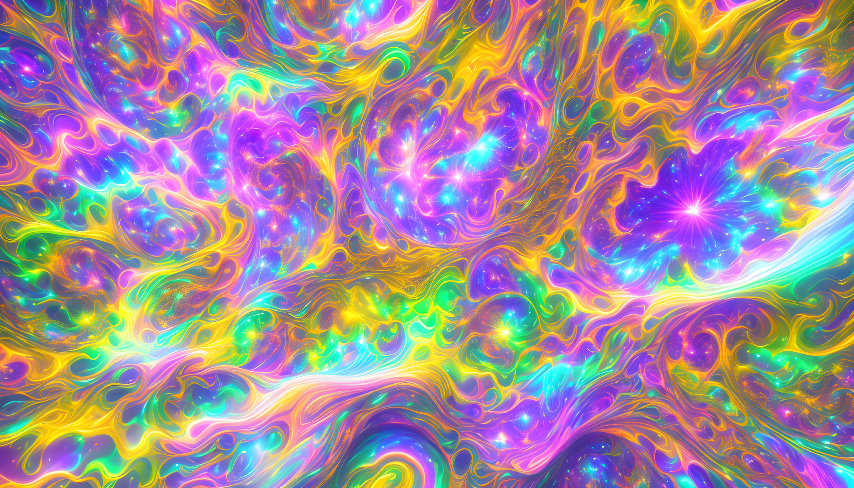 Colorful Swirling Abstract Digital Art in Neon Hues