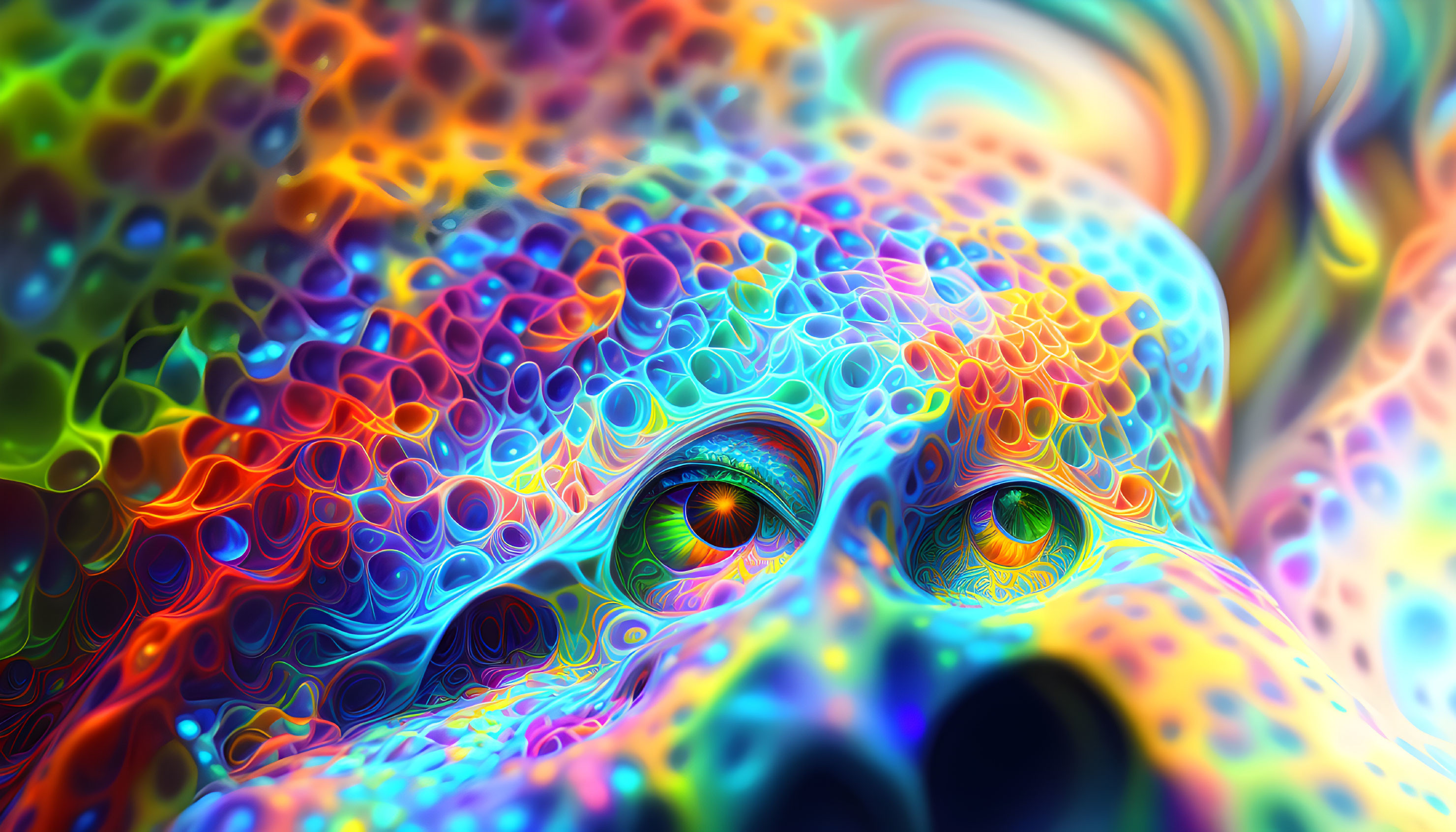 Colorful Psychedelic Abstract Art with Detailed Eyes