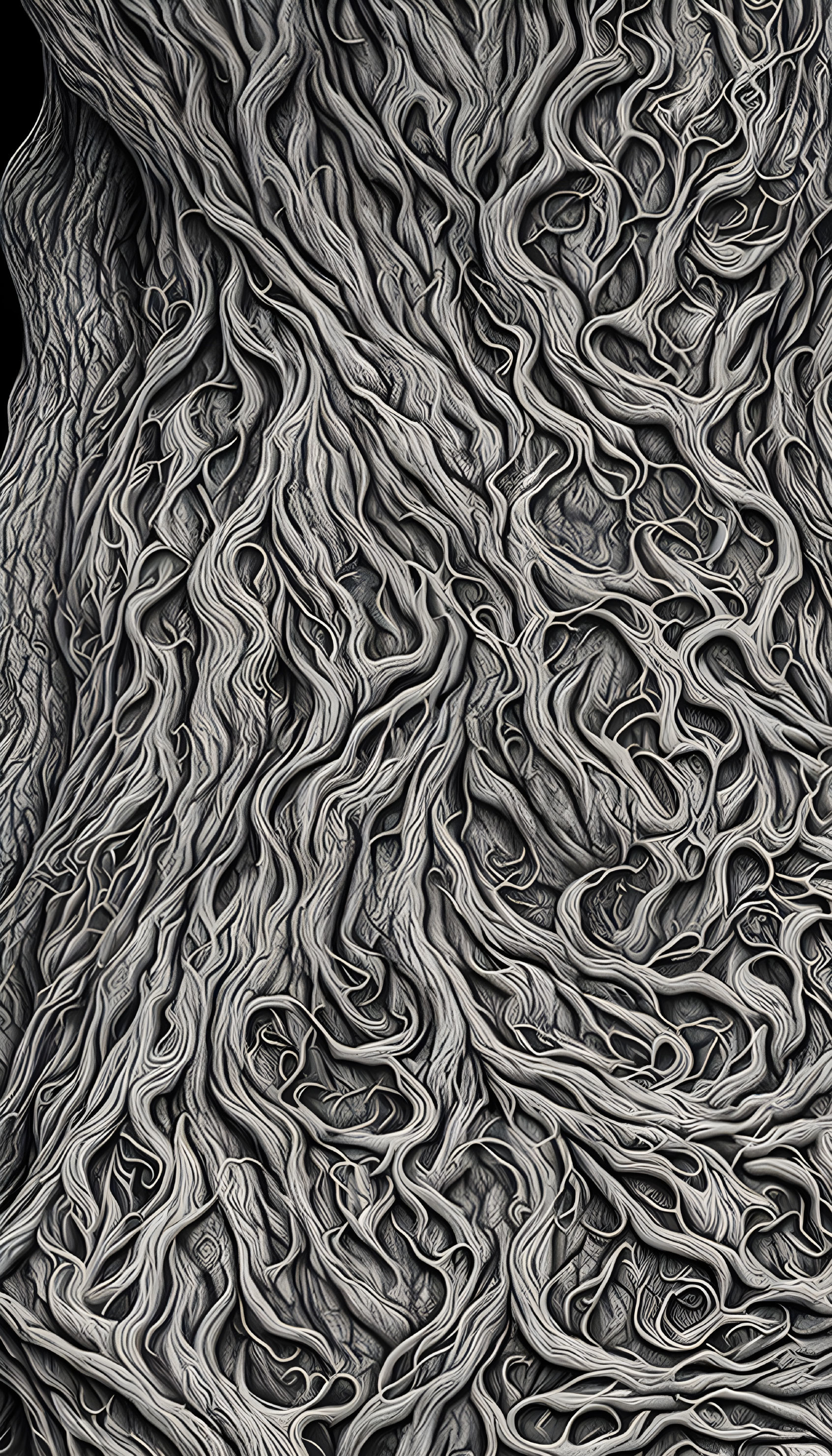 Abstract Monochrome Image: Textured Swirling Patterns & Organic Shapes