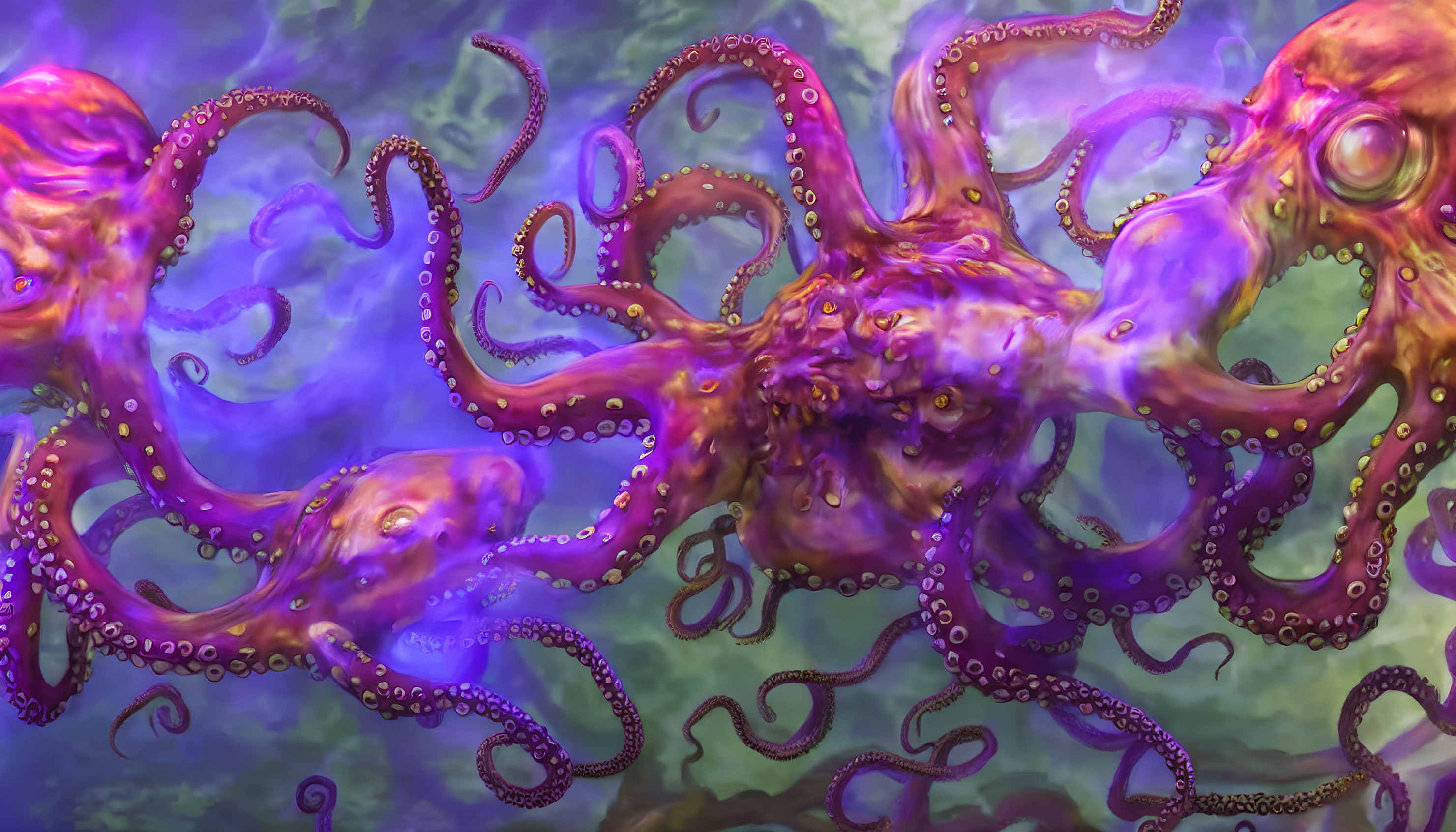 Colorful Purple Octopus Illustration in Underwater Scene