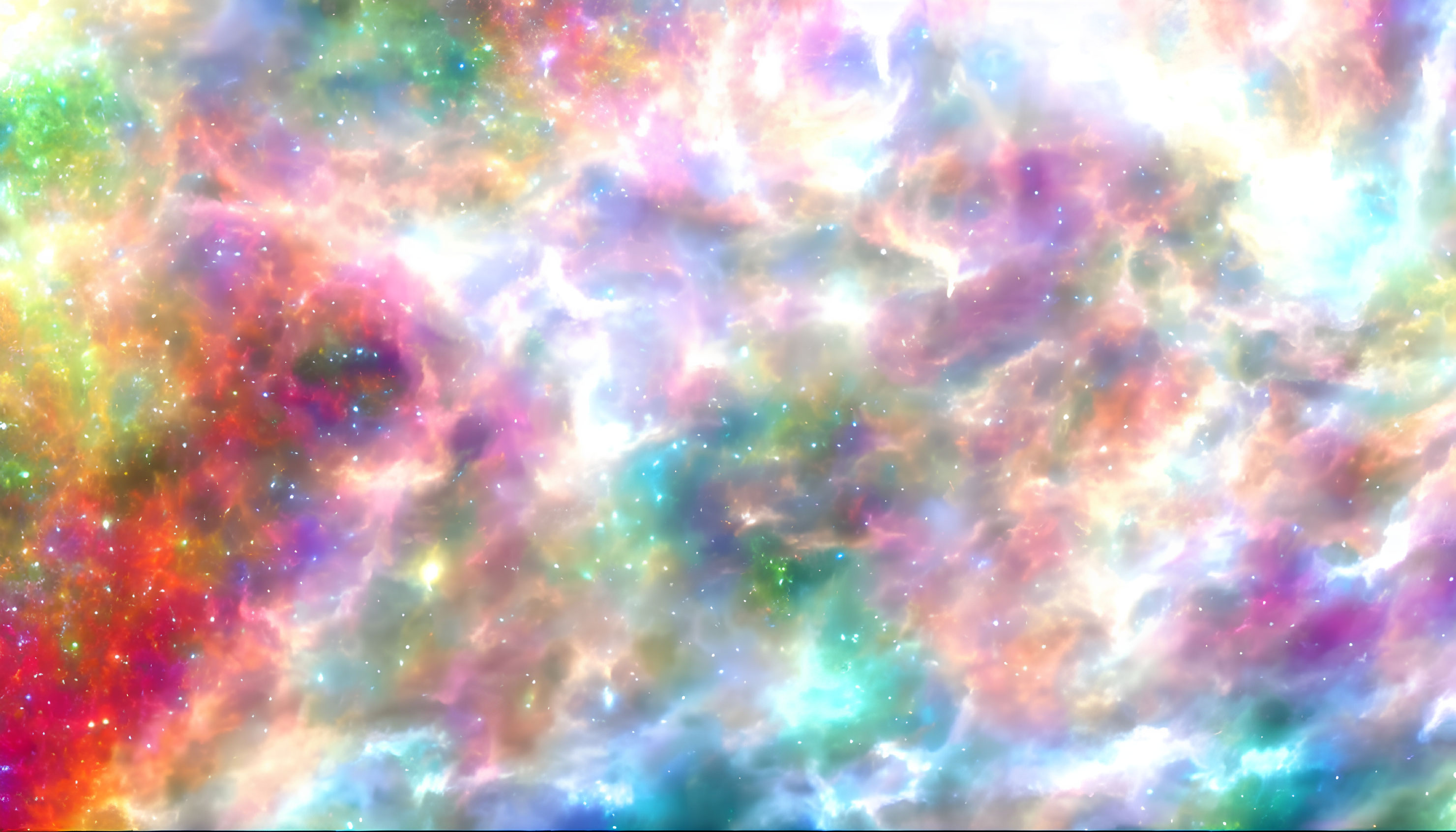 Colorful Cosmic Nebula Bursting with Pink, Blue, Green, and Purple