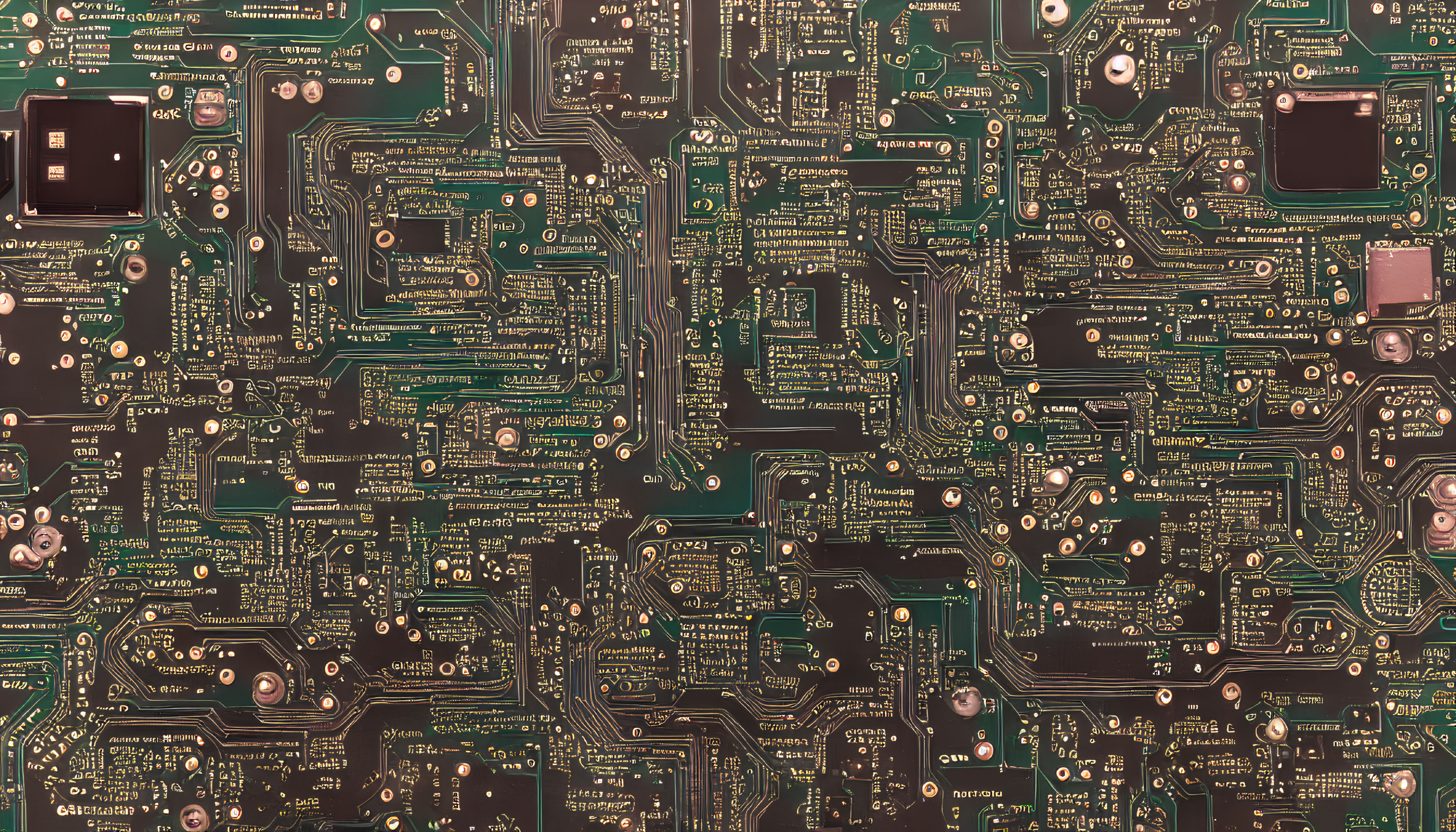 Detailed View: Green Printed Circuit Board with Electronic Components