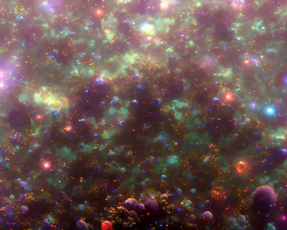 Colorful cosmic scene with stars and nebula in dark space