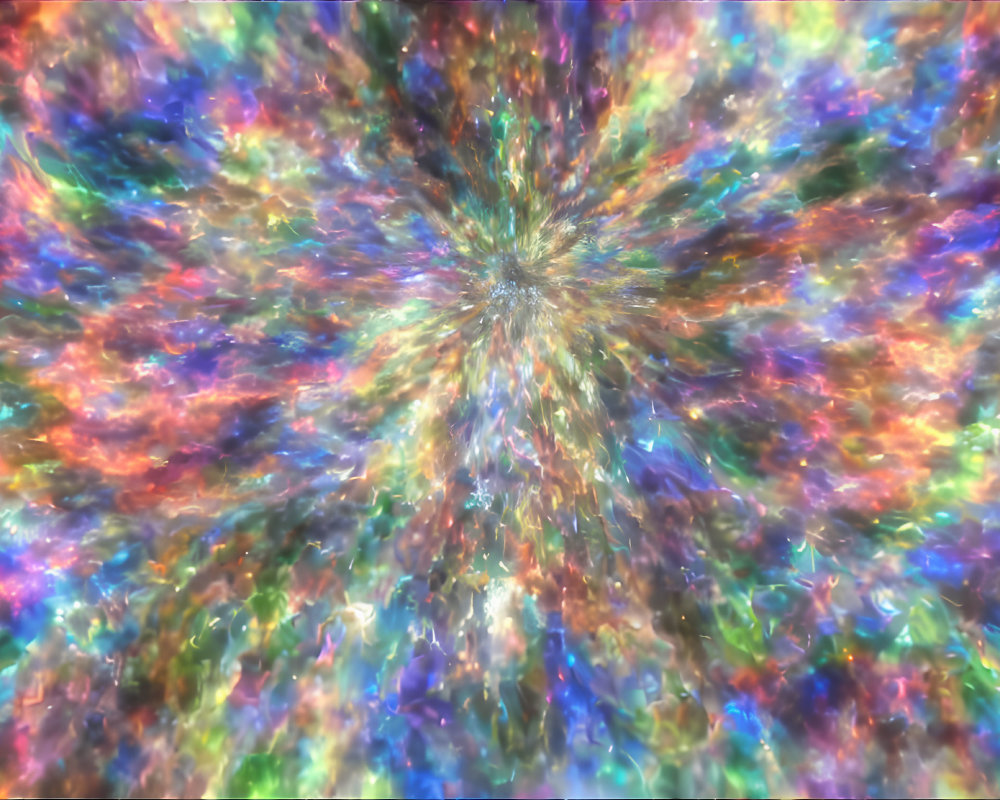 Multicolored abstract art resembling cosmic explosion or hyperspace tunnel