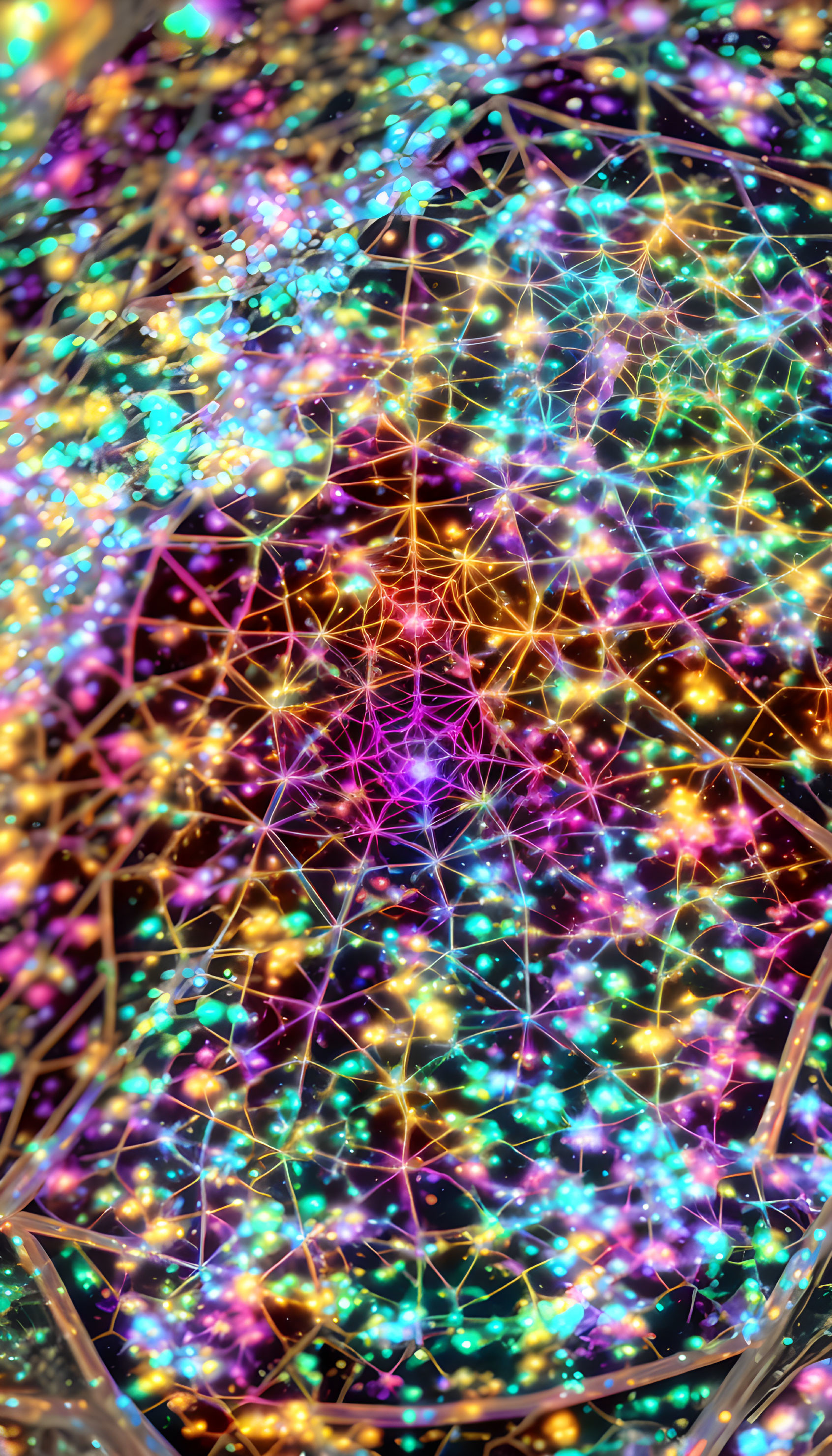 Colorful Abstract Image with Interwoven Lines and Nodes