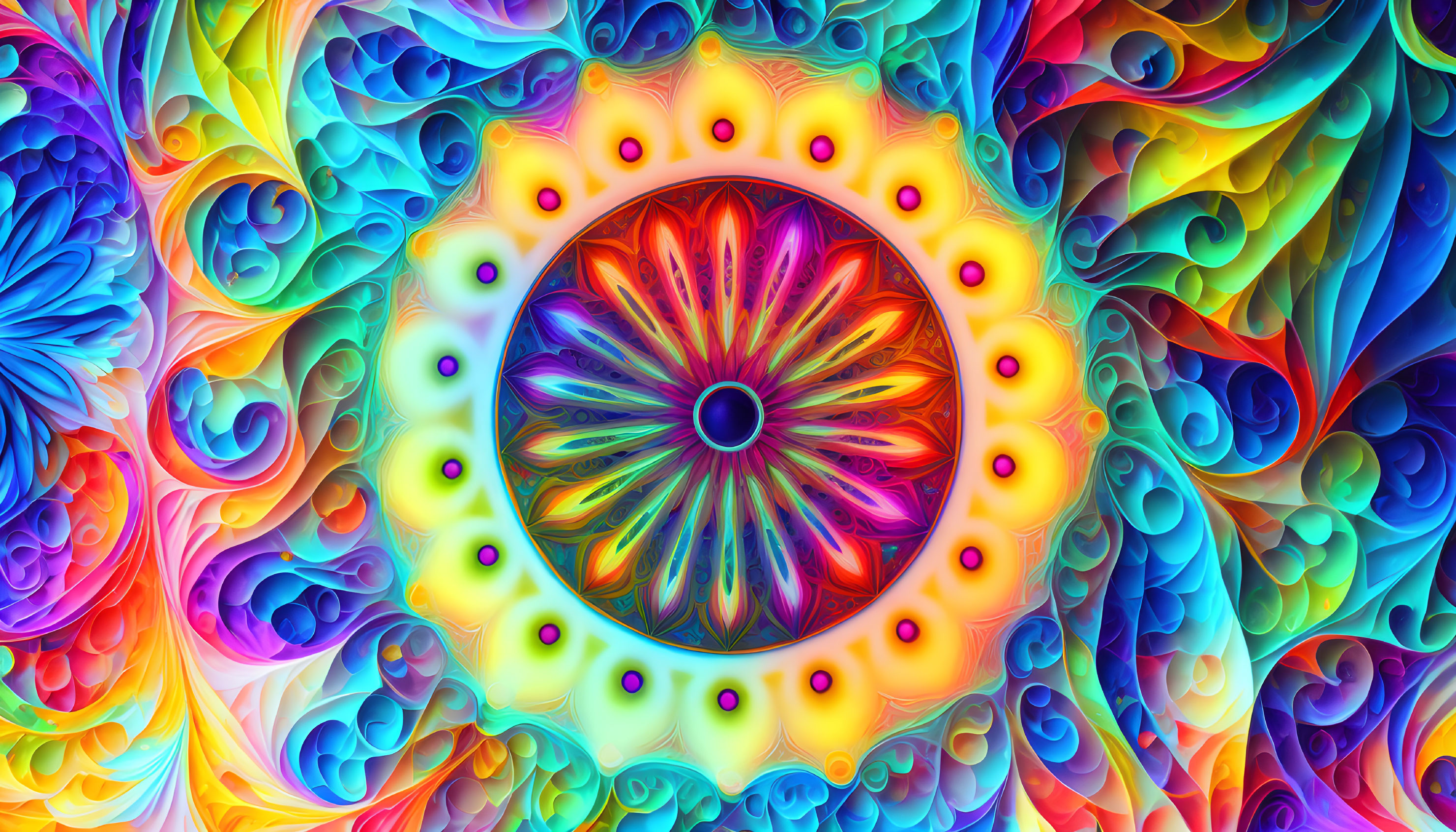 Colorful Psychedelic Digital Artwork with Swirling Patterns