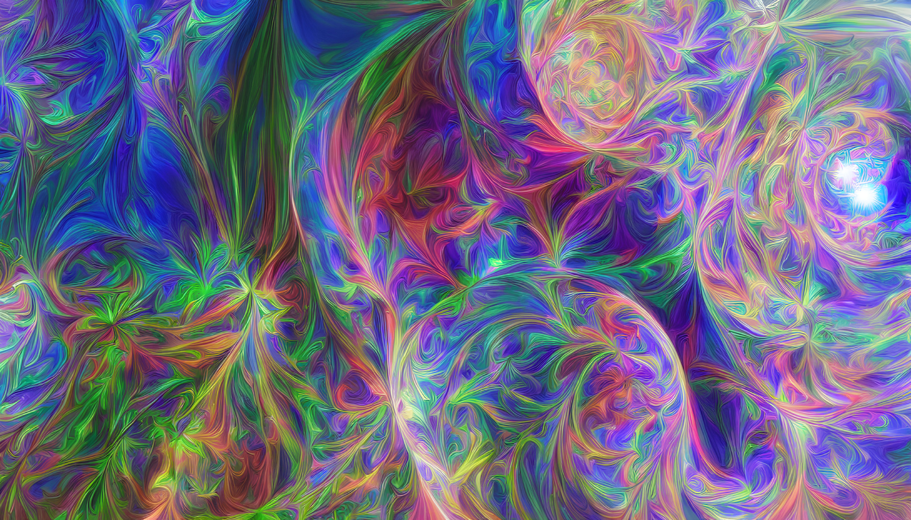 Colorful Abstract Art: Swirling Patterns in Blue, Purple, Green, and Pink