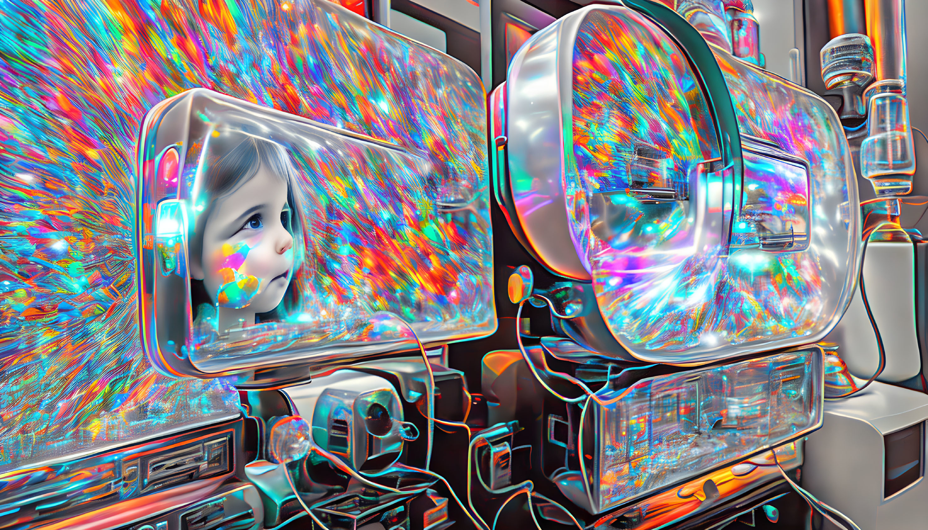 Colorful Glitch Art on Vintage TVs with Chromatic Aberration