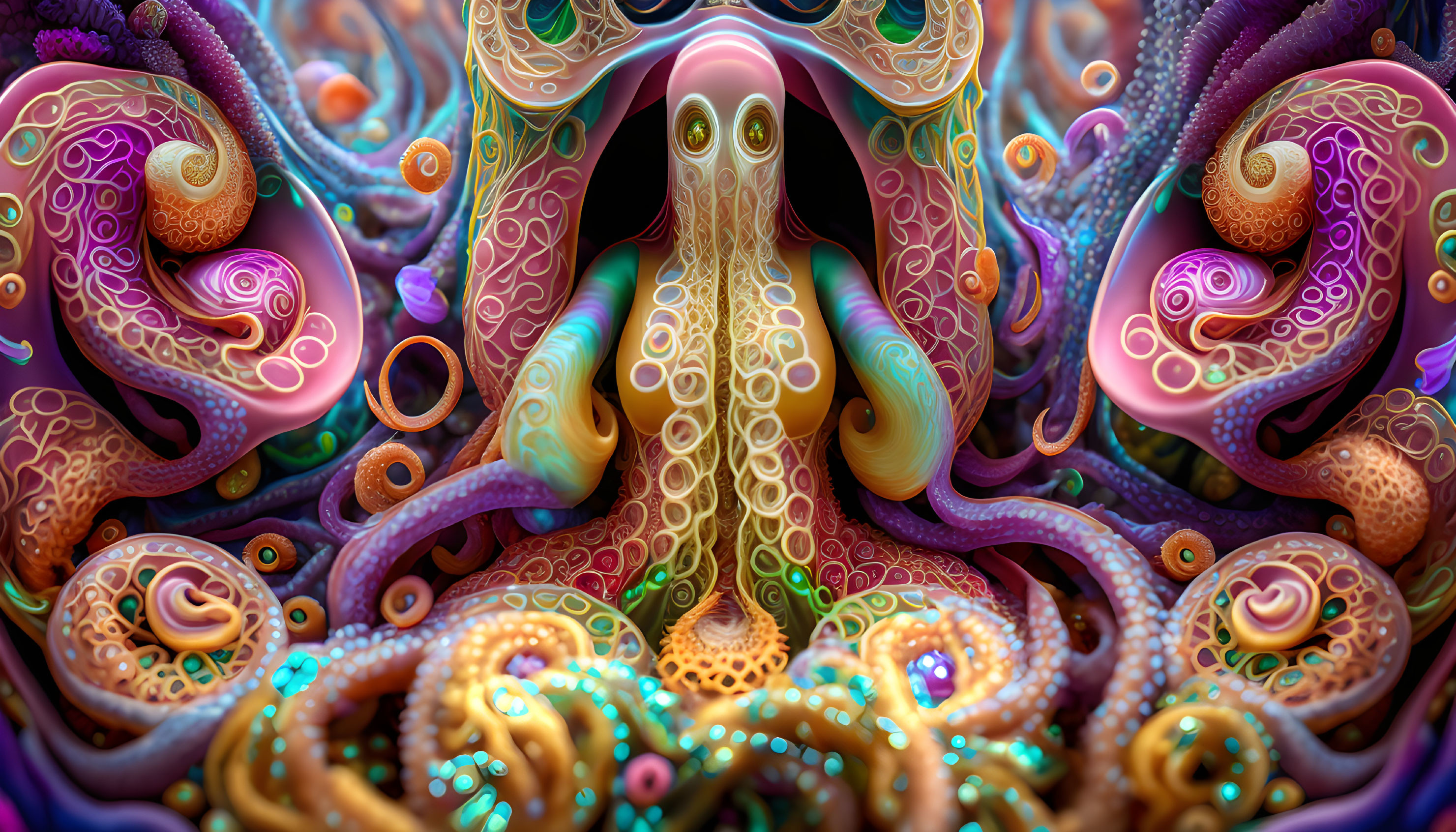 Colorful Octopus Illustration with Detailed Eyes and Tentacles