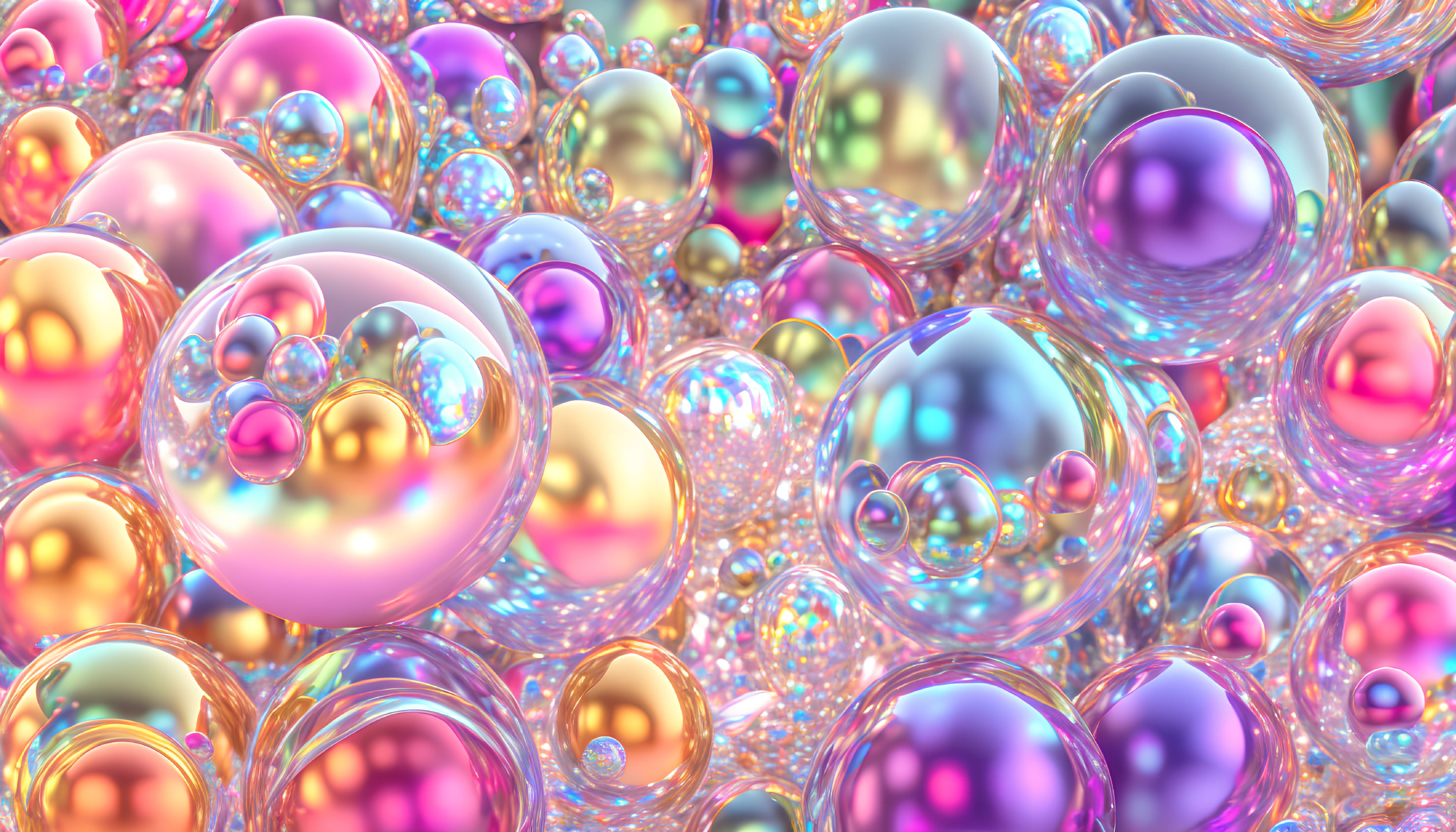 Reflective Multicolored Bubbles with Iridescent Hues