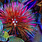 Colorful digital art: Abstract cosmic energy burst with vibrant light streams