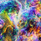 Colorful Digital Artwork: Multiple Eyes in Cosmic Nebula Patterns