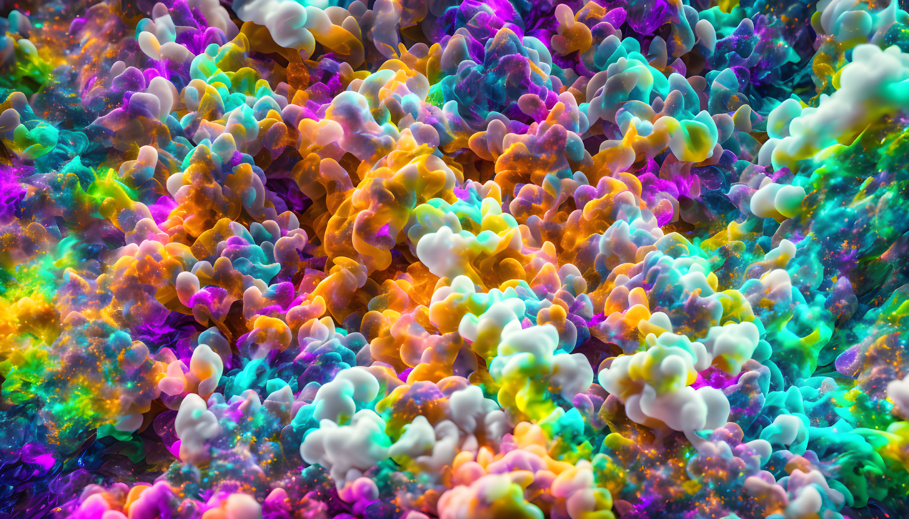 Abstract Multicolored Blooming Clusters on Dynamic Background