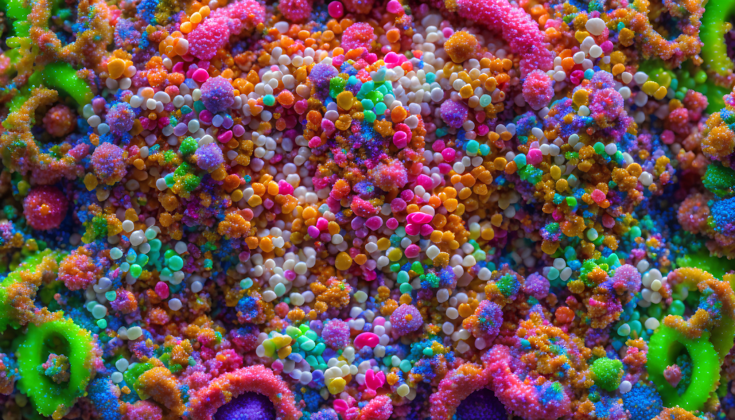 Colorful Sprinkles Close-Up: Vibrant Mix of Sizes and Shapes