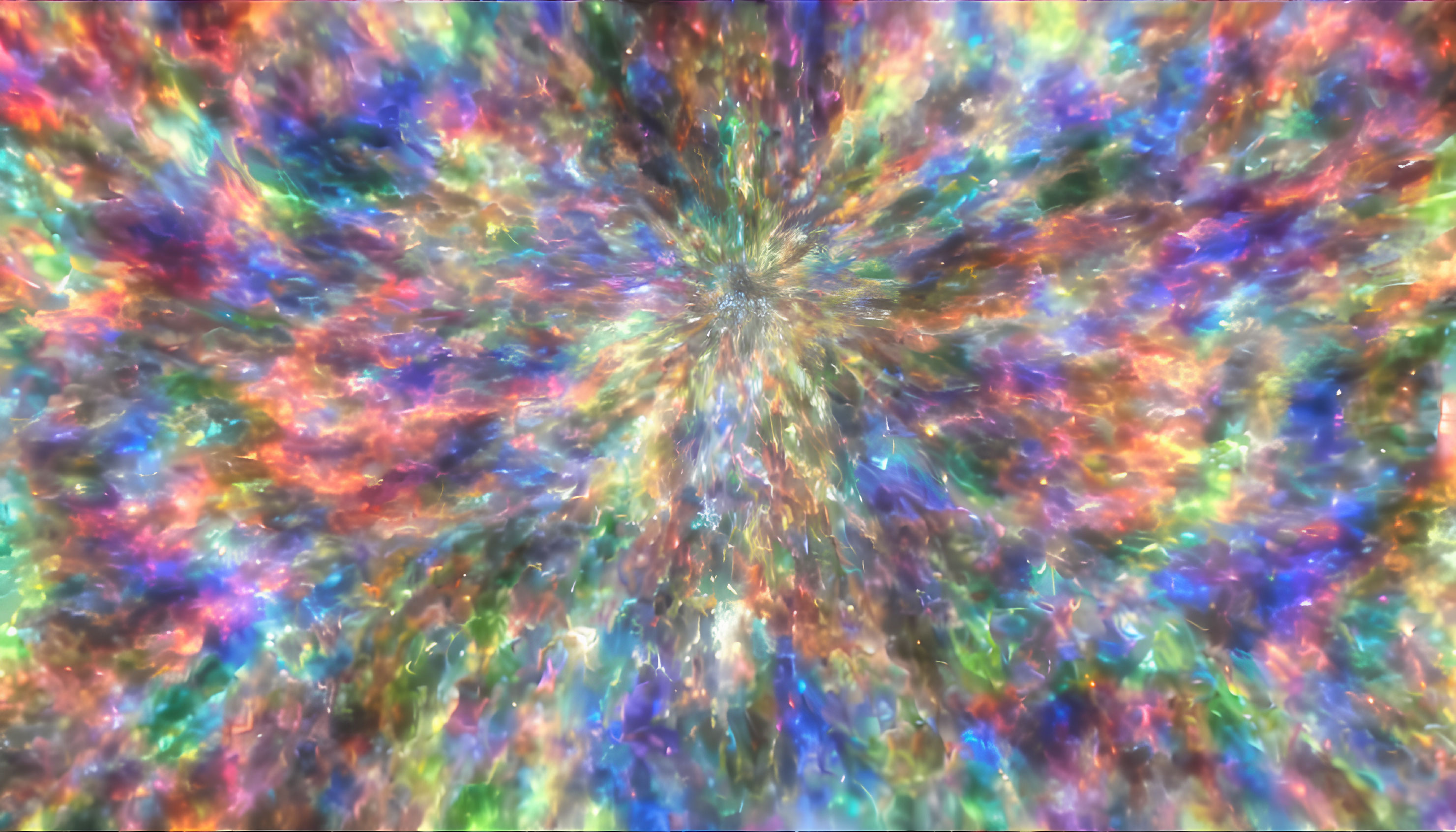 Multicolored abstract art resembling cosmic explosion or hyperspace tunnel