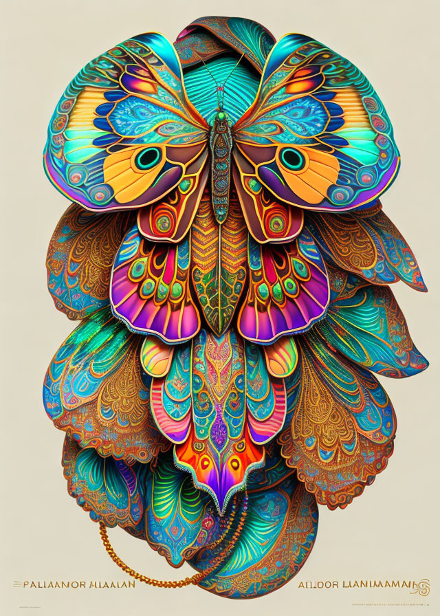 Colorful Stylized Butterfly Artwork with Multilayered Wings