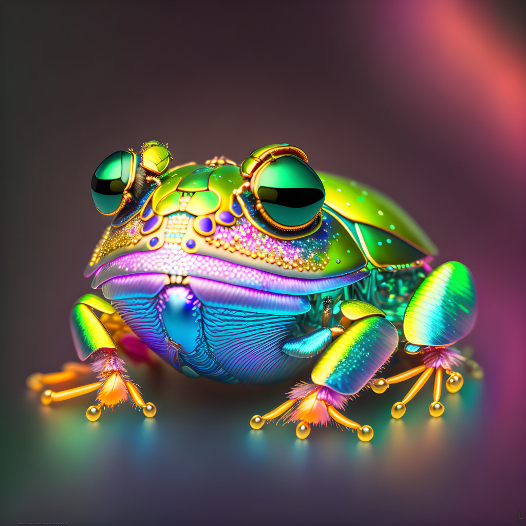 Colorful Psychedelic Frog Illustration with Exaggerated Eyes