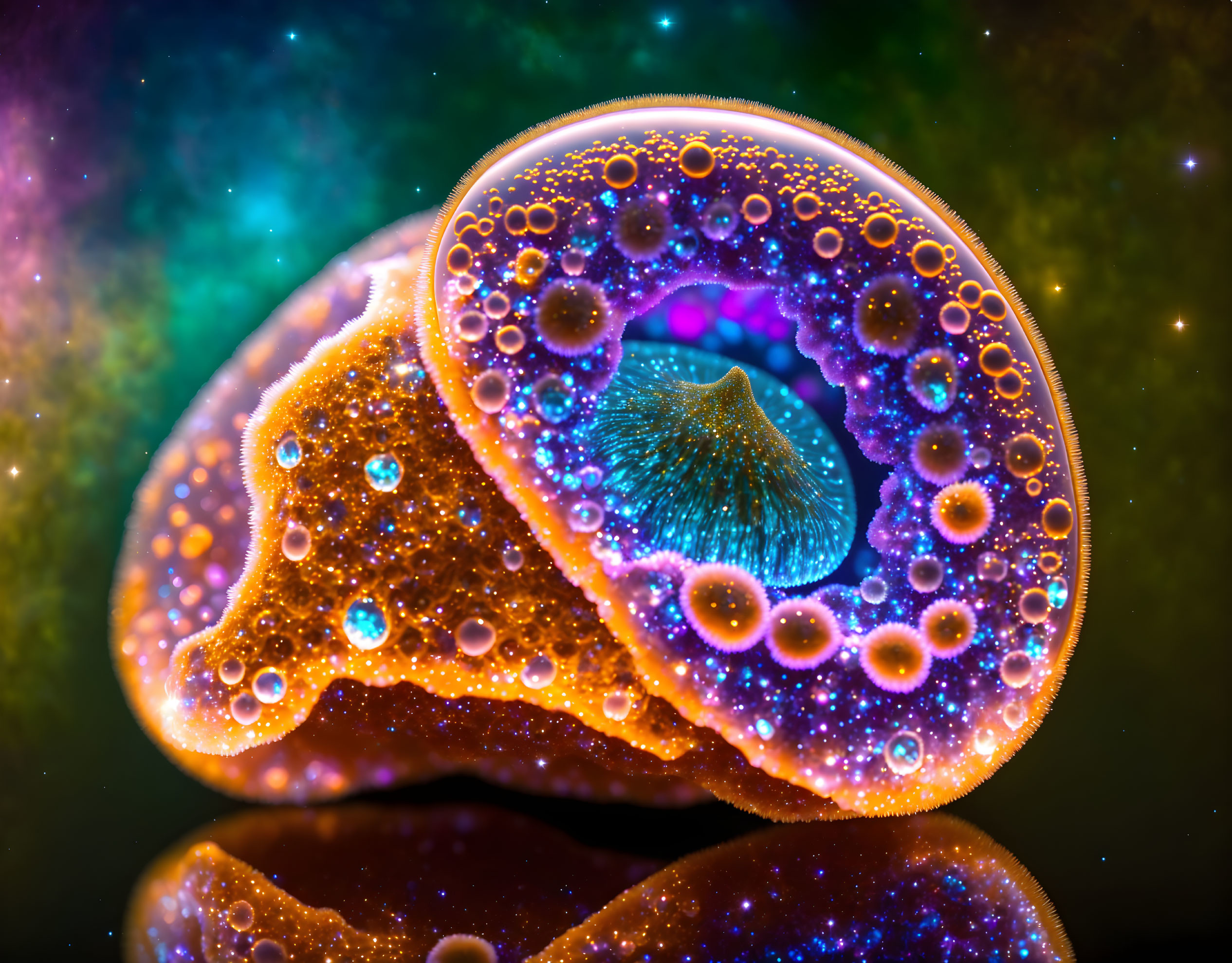 Colorful Soap Bubble Close-Up with Sparkling Reflections and Intricate Patterns