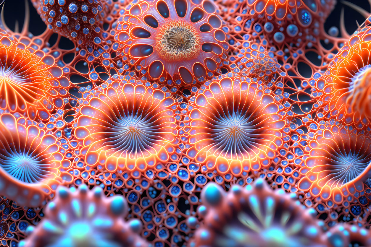 Colorful Digital Fractal Art Resembling Sea Anemones