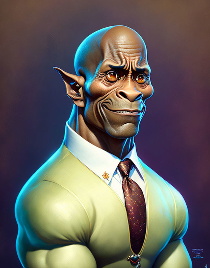 Stylized humanoid character with bald head and dress shirt