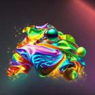 Vibrant digital frog illustration with glass-like textures