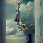 Surreal Artwork: Faces in Clouds, Sea Door, Sky Rail Track