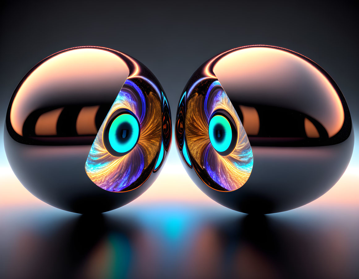 Colorful Eye-Patterned Spherical Objects on Dark Background