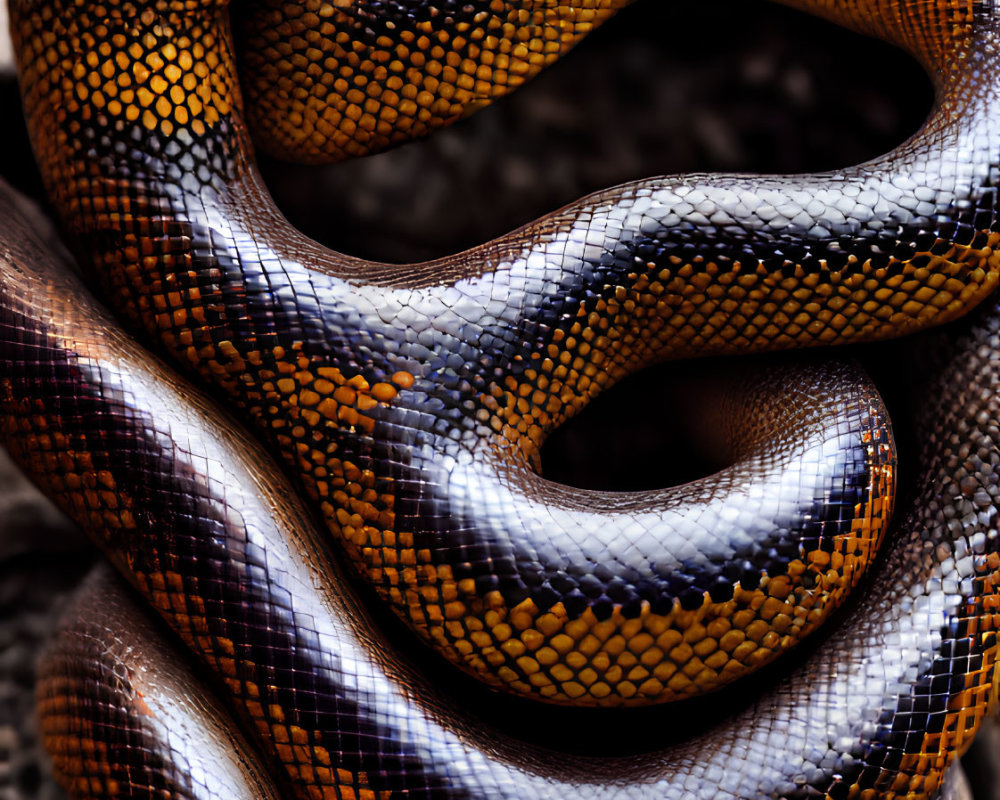 Yellow and Brown Patterned Snake on Textured Surface