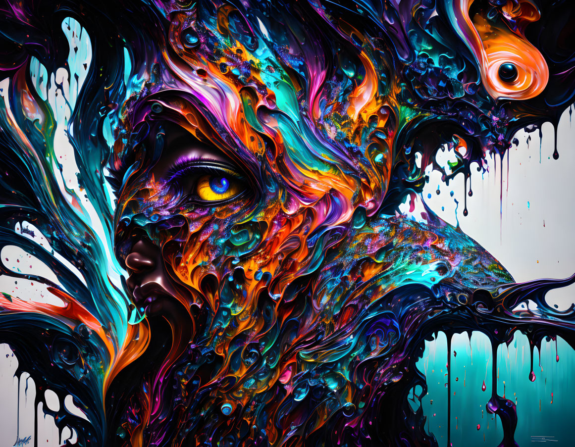 Colorful Abstract Artwork with Eye and Dynamic Shapes