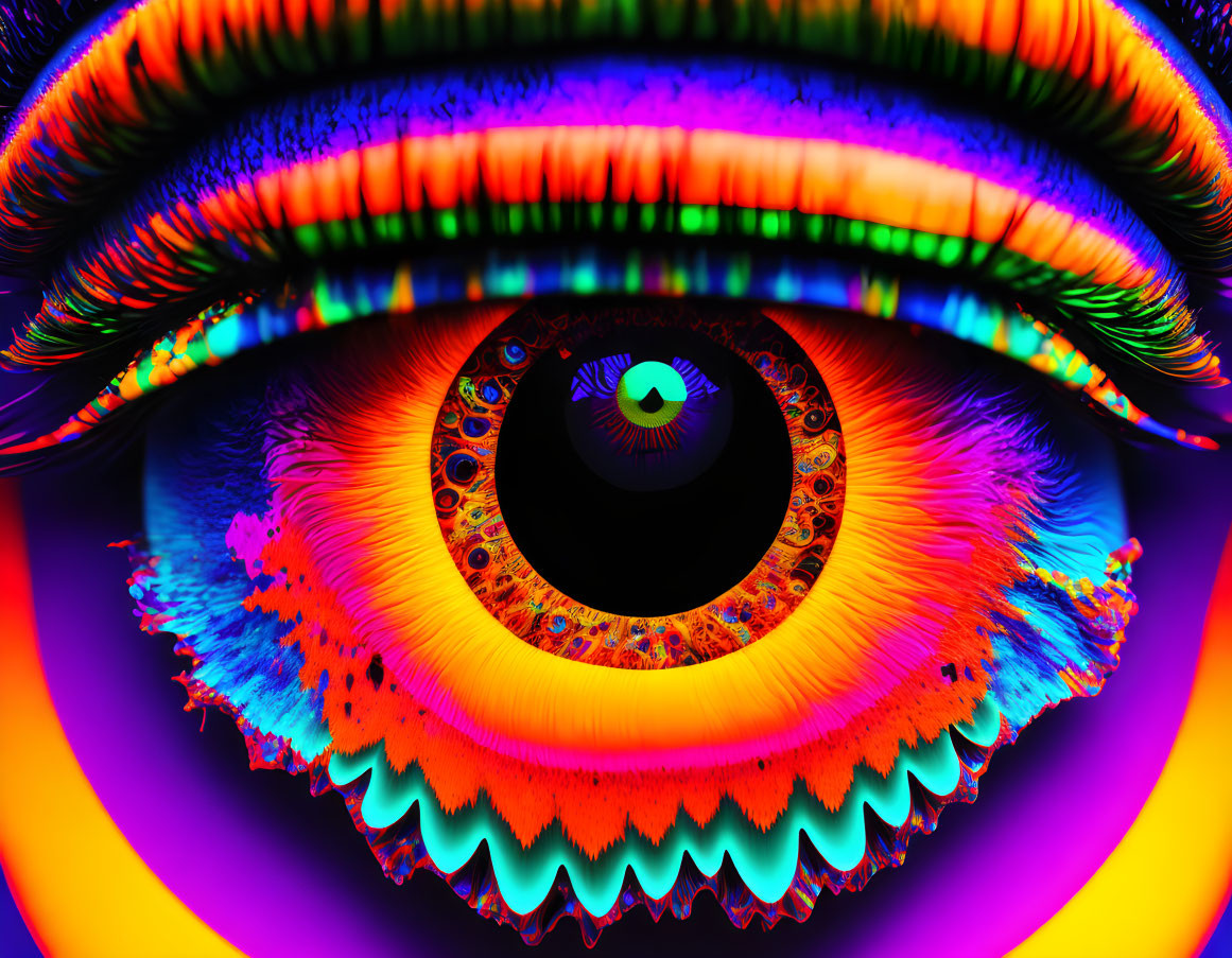 Colorful Psychedelic Eye Art with Fractal Patterns