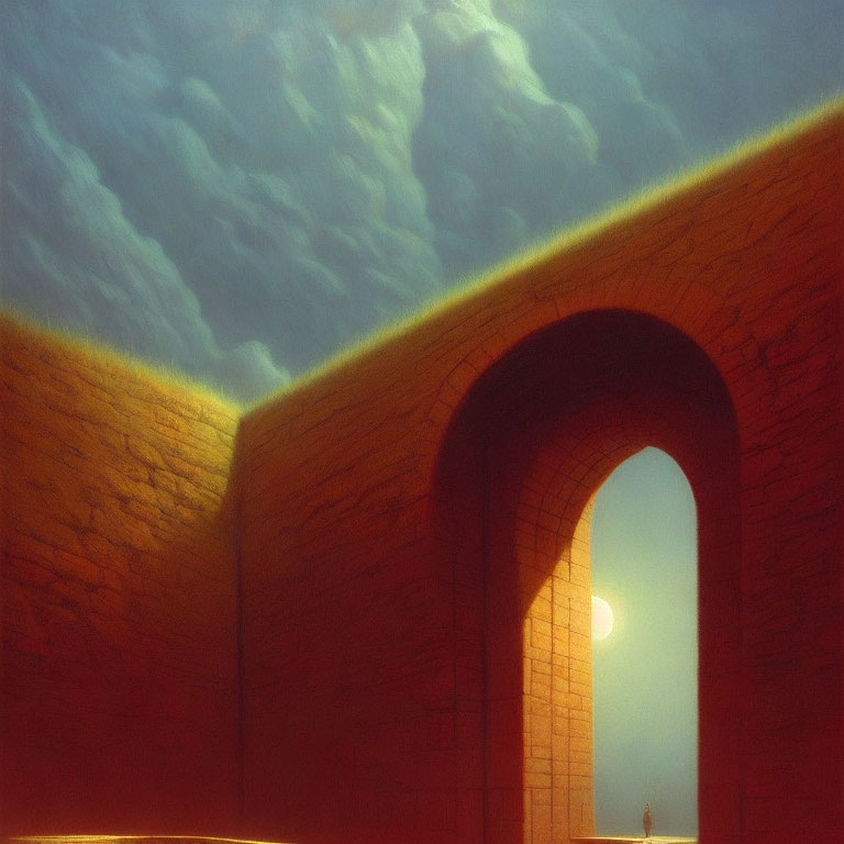 Figure in Archway at Sunset with Warm Tones