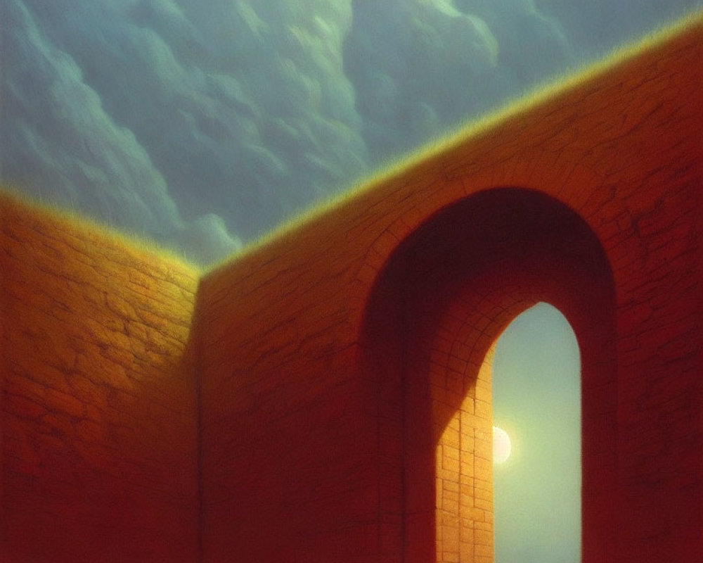 Figure in Archway at Sunset with Warm Tones