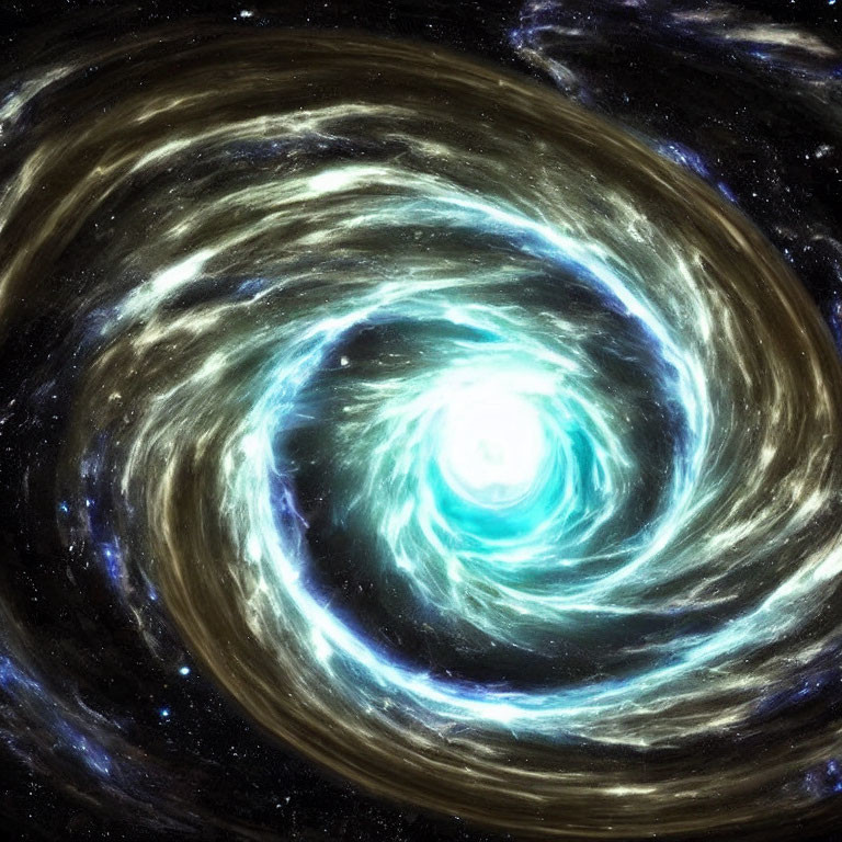 Swirling Galaxy Digital Illustration in Blue and Brown Hues