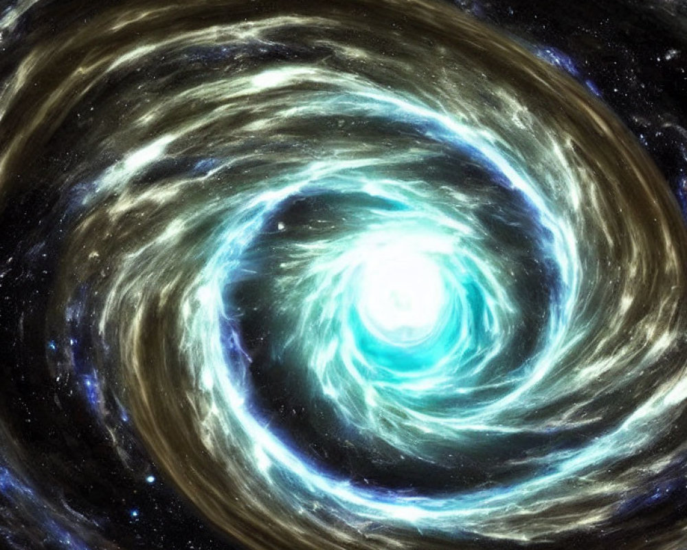 Swirling Galaxy Digital Illustration in Blue and Brown Hues