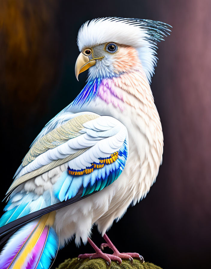 Vibrant parakeet with blue, white, and yellow feathers and an orange beak per