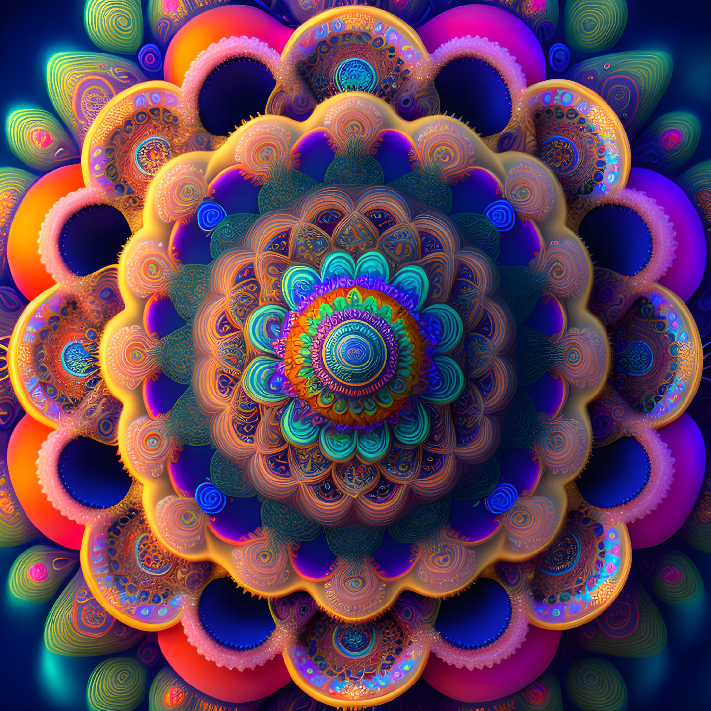 Colorful Fractal Image with Geometric and Psychedelic Patterns