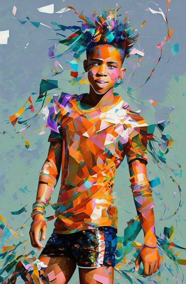 Colorful Abstract Polygonal Portrait with Dynamic Shapes