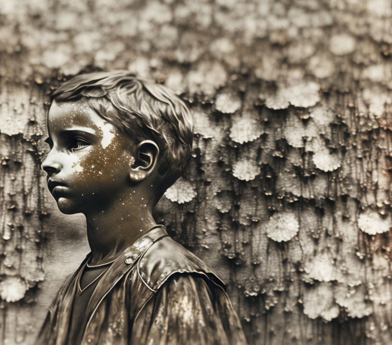 Sepia-Toned Photo of Child with Contemplative Expression