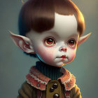 Stylized young character with expressive eyes and unique outfit.