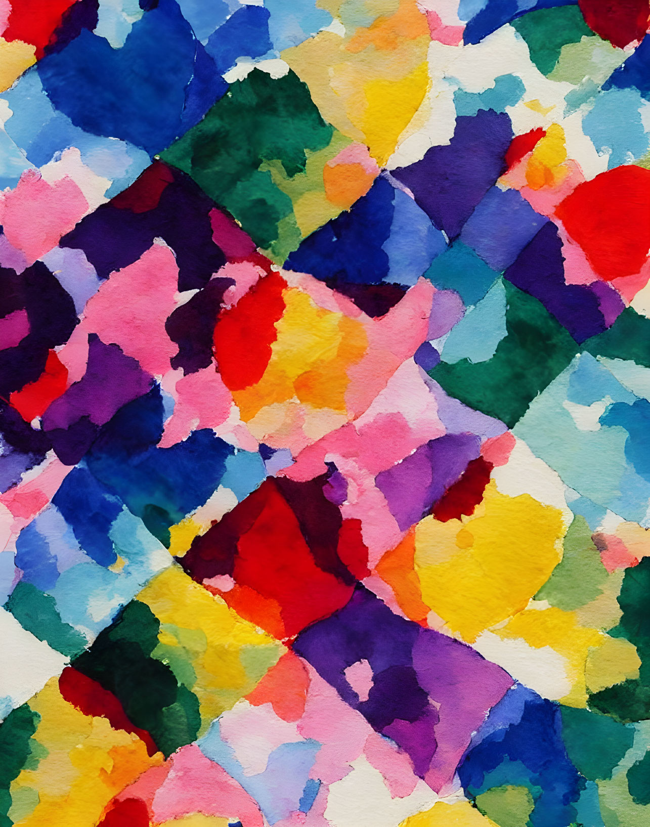 Vibrant Abstract Watercolor Painting with Overlapping Shapes