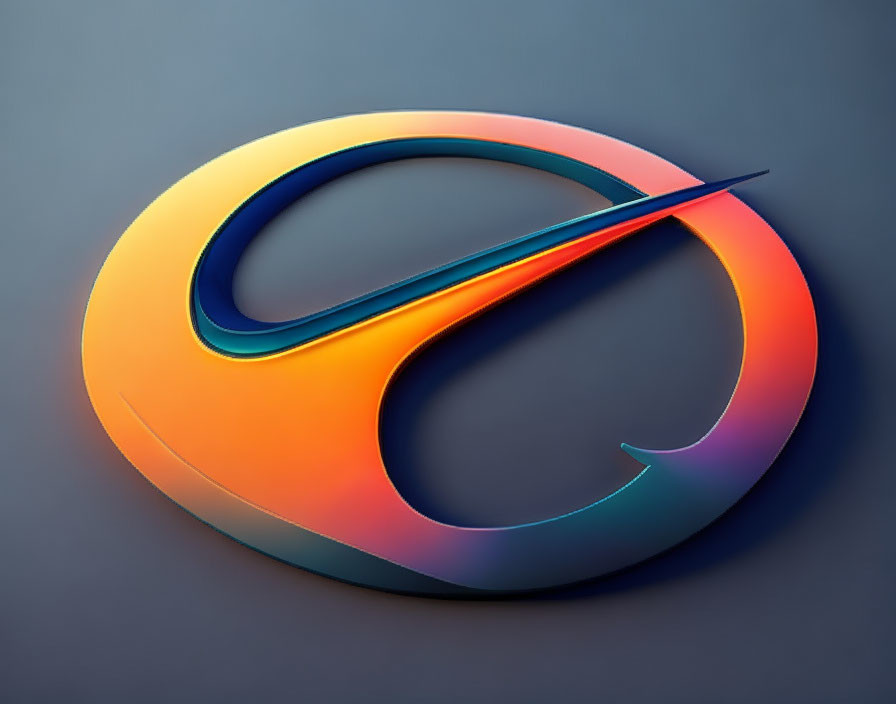 Stylized 3D letter "e" with neon gradient colors and sleek design